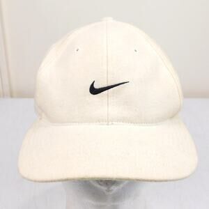Vintage Nike Golf Hat Size 7 3/8 Semi Fitted Cream Green Underbrim 90s Swoosh
